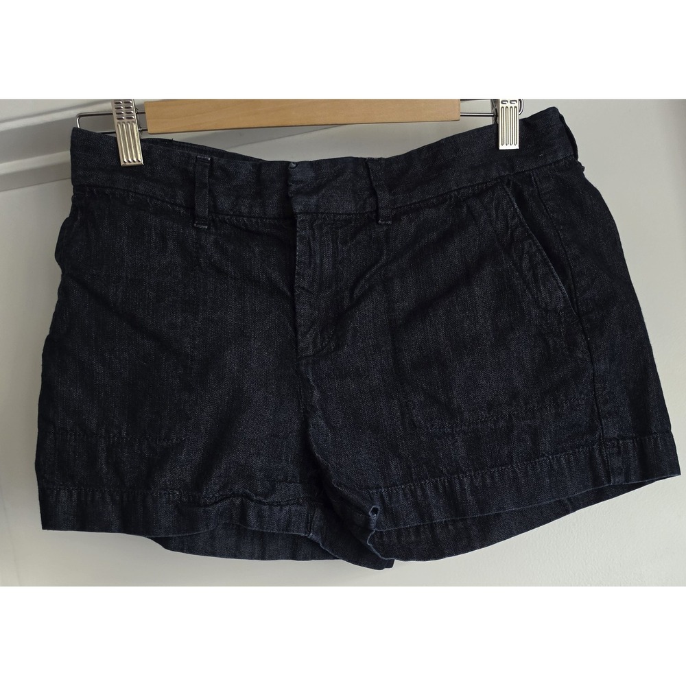 LOFT Women Bermuda Shorts Size 31 Casual Solid Dark Blue Cotton Chino